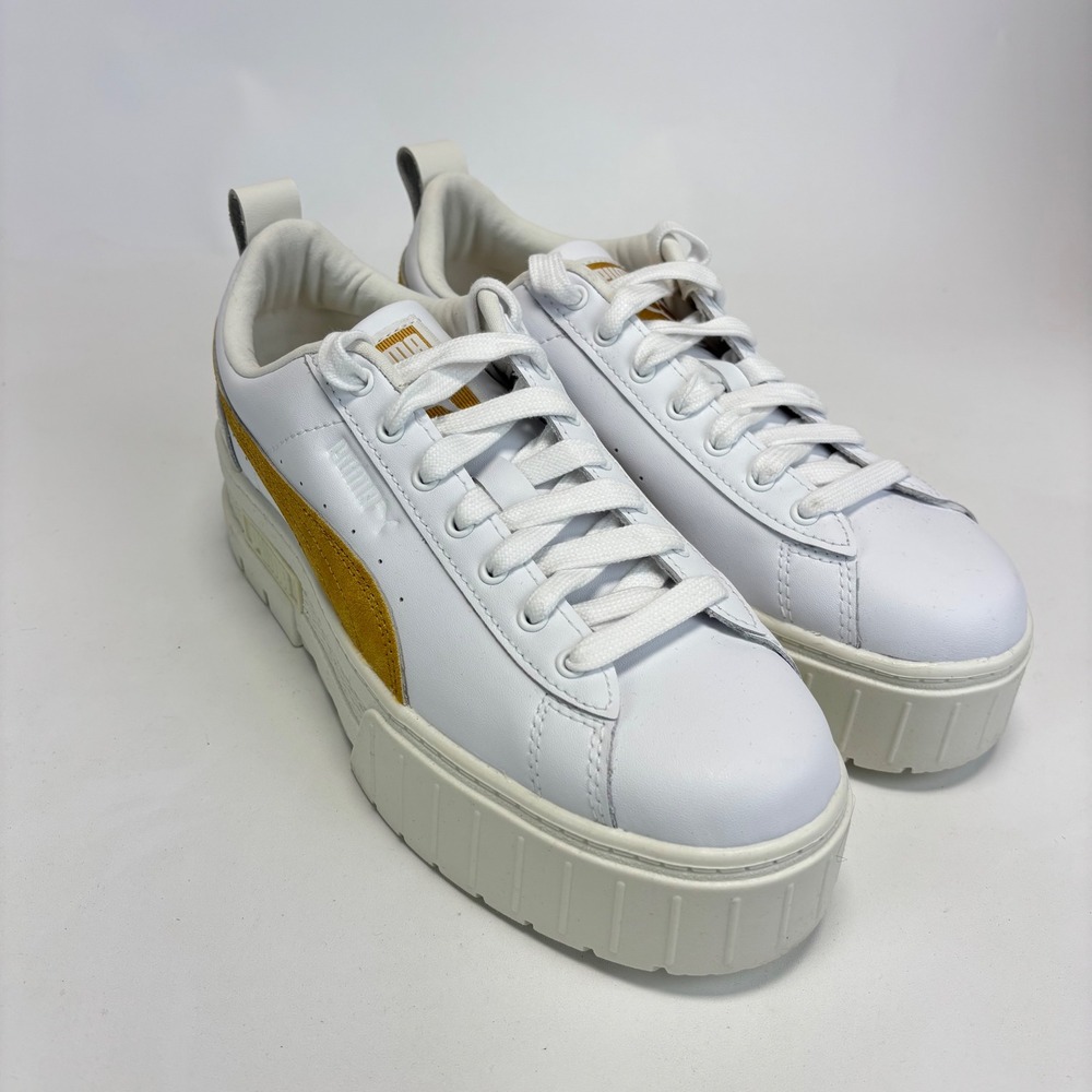 Puma Mayze Lux Sneakers‎ Womens 8 White Gold New Platform Chunky 401261-02